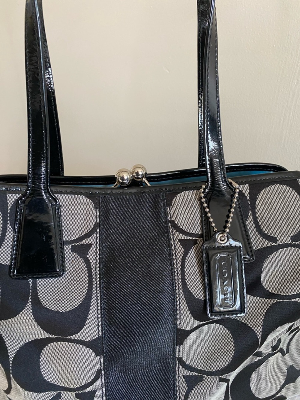 Coach F13533 Signature Kiss Lock Center Satchel (Vintage) - Picture 6 of 15